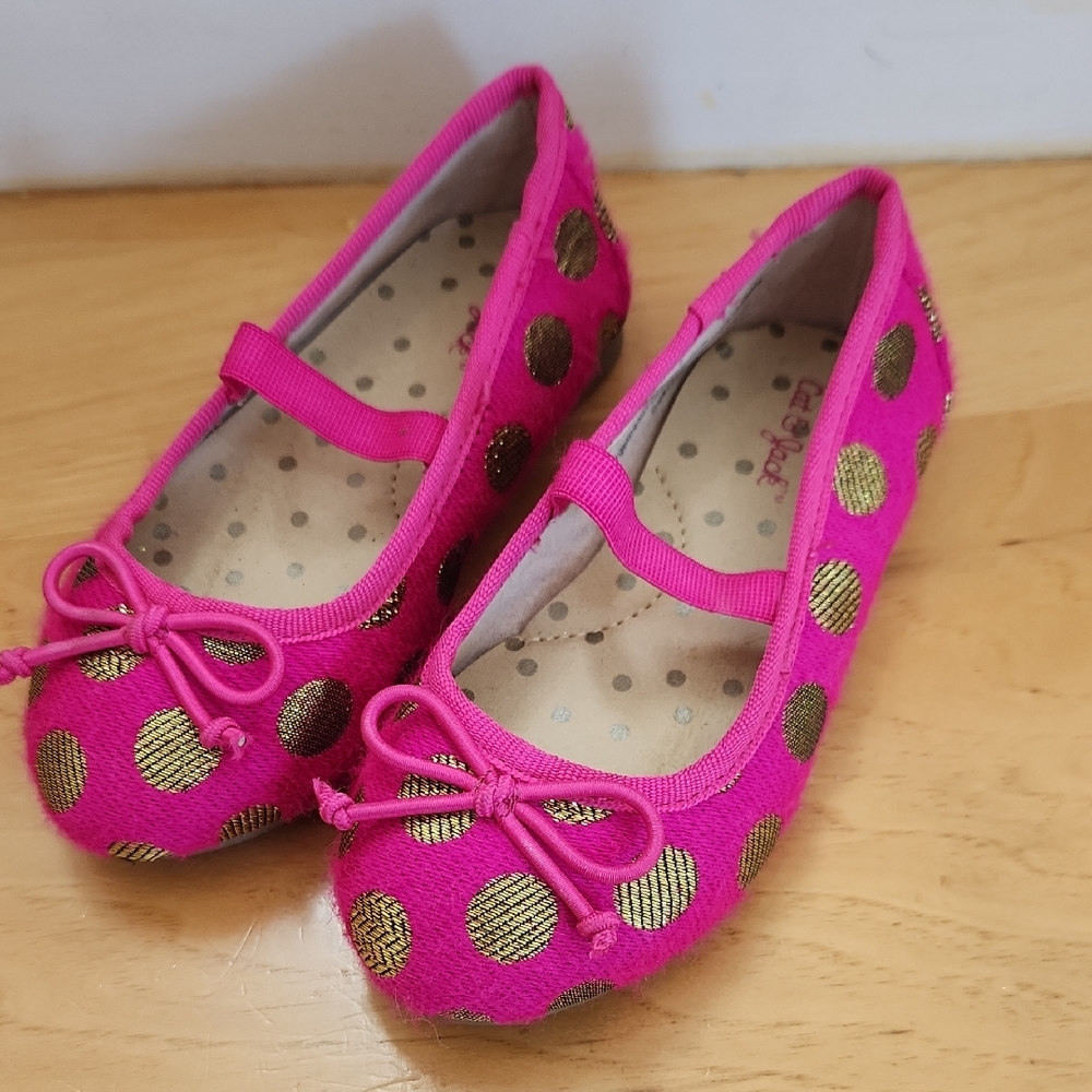 Cat & Jack Pink and Gold Slippers with Bow Detail